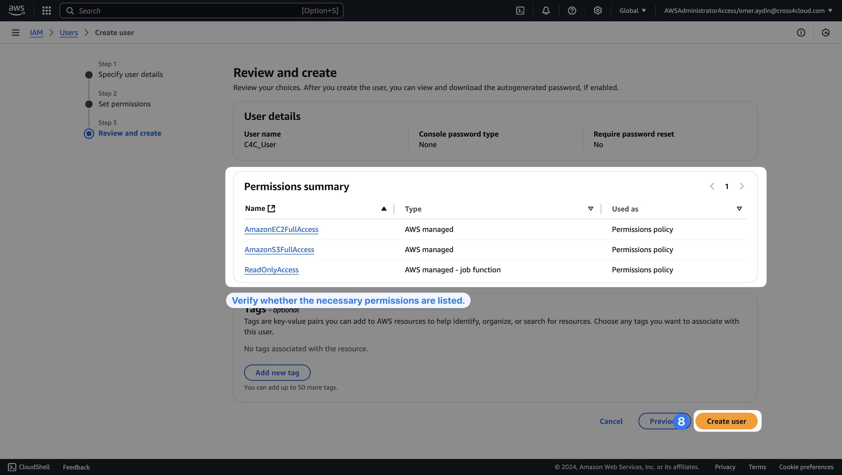 AWS Step 8