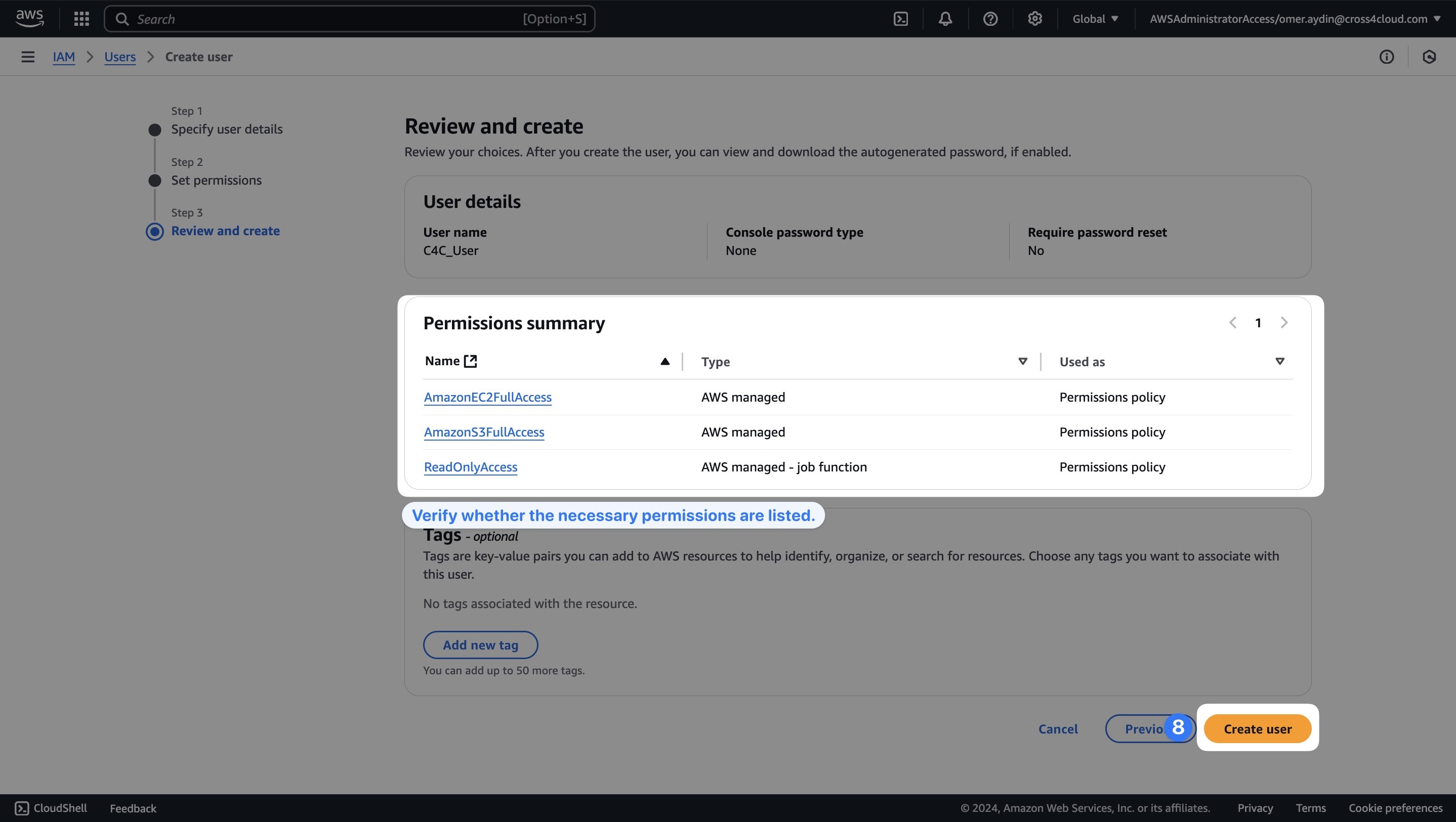 AWS Step 8