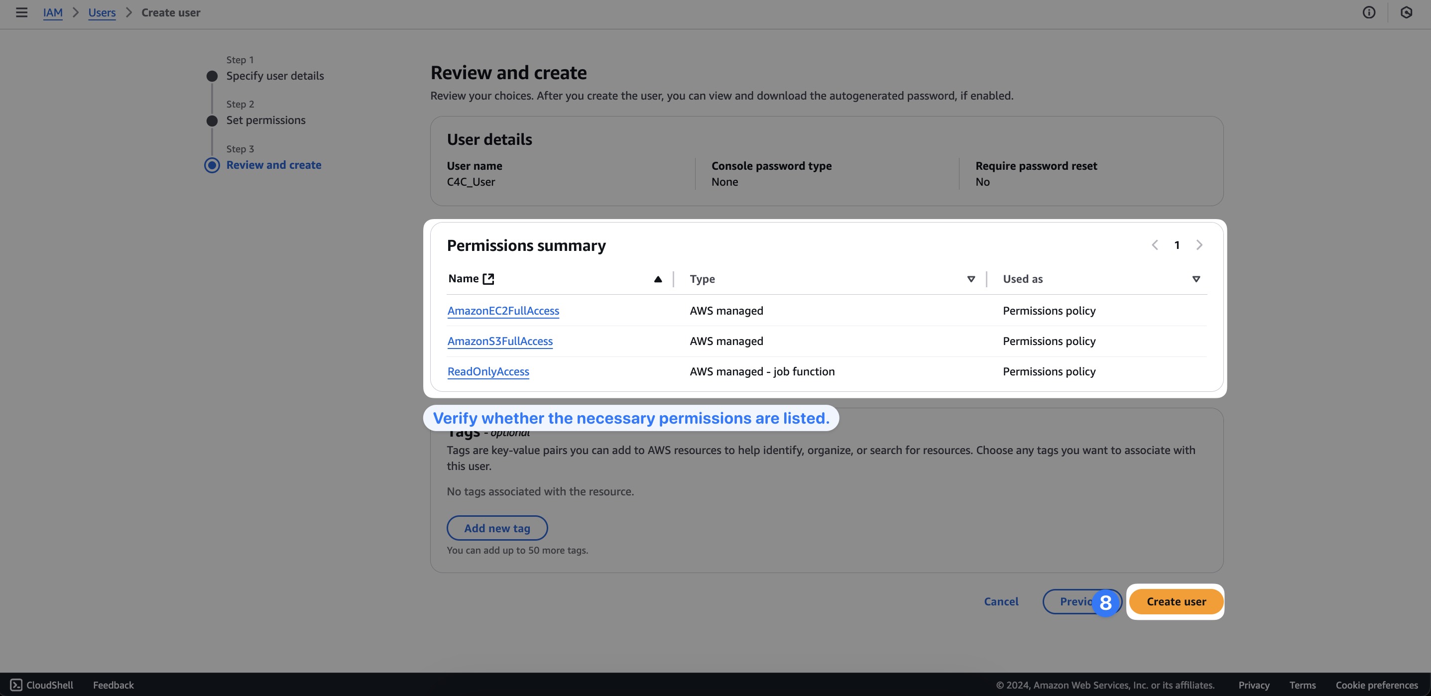 AWS Step 8