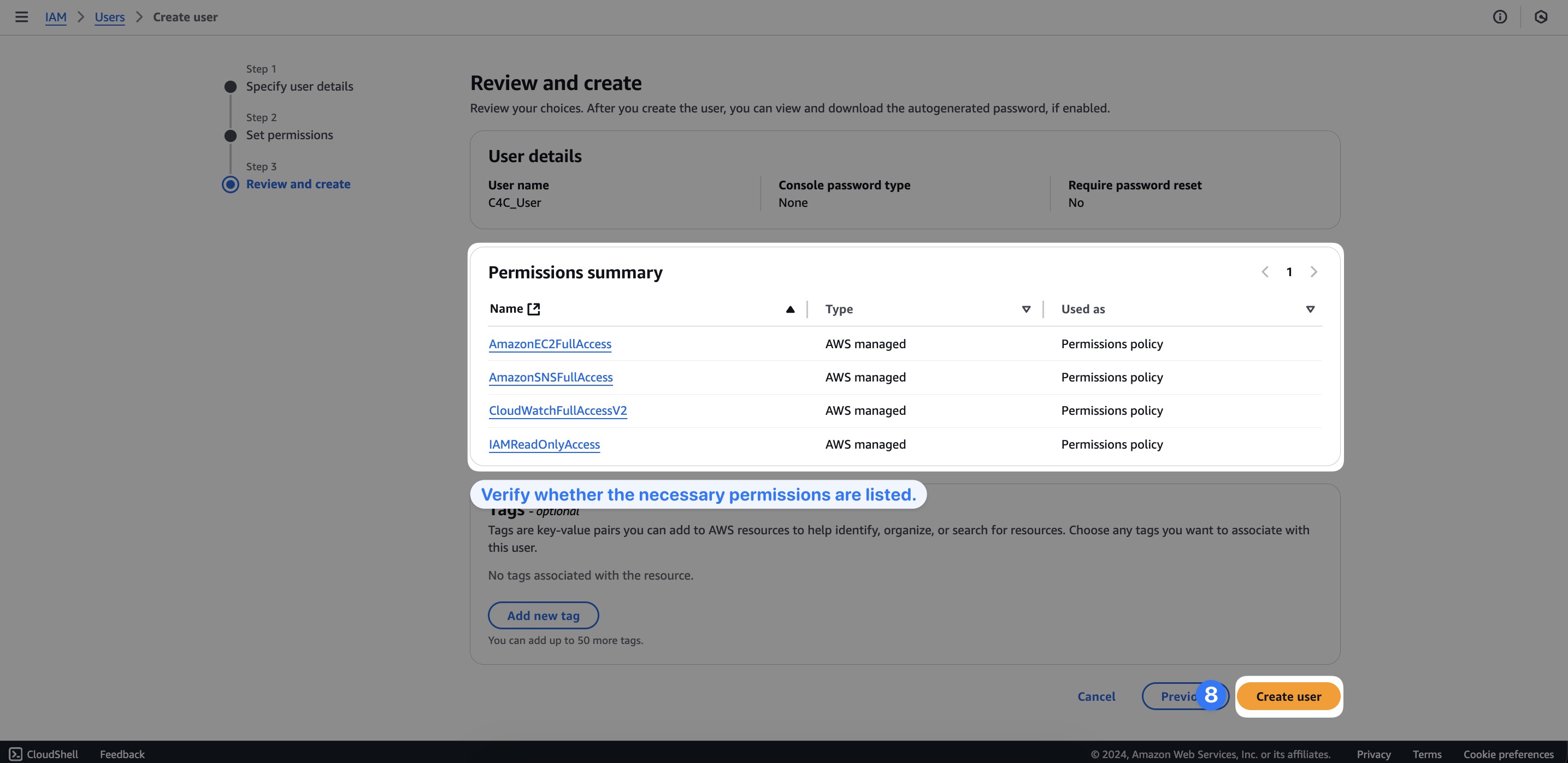 AWS Step 8