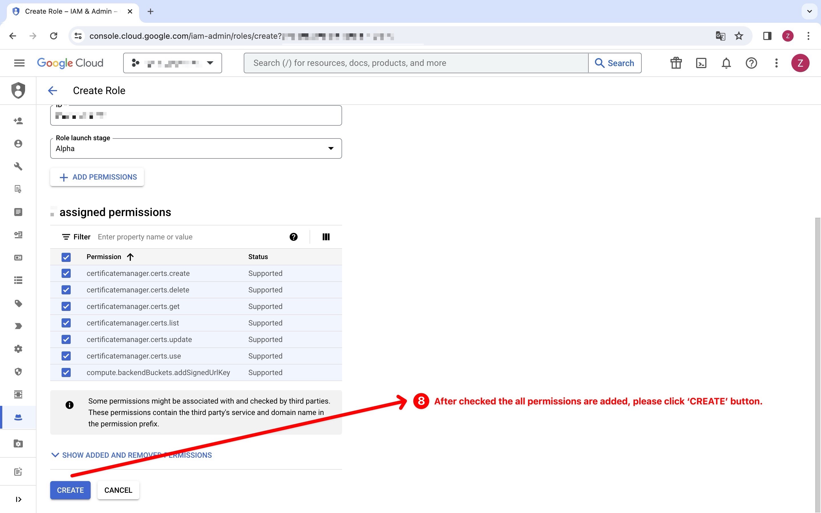 GCP Step 8